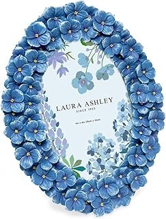 Laura Ashley 4x6 Blue Hydrangea Flower Textured Hand-Crafted Resin Oval ...