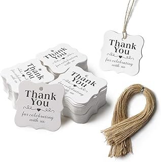 SallyFashion 150 PCS Thank You White Gift Tags with String, 2 x 3 Inches...
