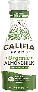 Califia Farms - Organic Unsweetened Almond Milk, 48 Oz, Dairy Free, Keto...