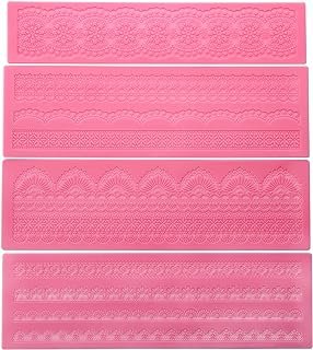 Hedume Set of 4 Sugar Edible Cake Silicone Fondant Impression Lace Mat, ...