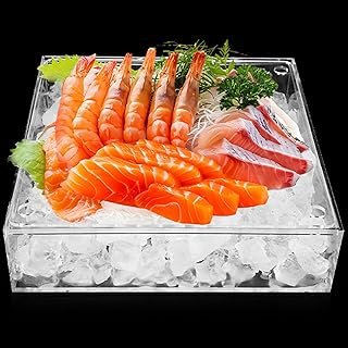 Ice Chilled Serving Tray with Ice Underneath, Acrylic Cold Food Buffet S...