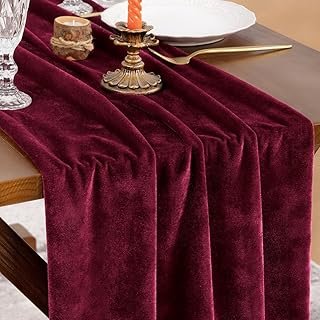 Socomi Burgundy Red Velvet Table Runner Christmas Cloth Decor 20 x 120 I...