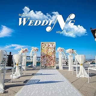 Aisle Runner for Wedding Ceremony 3X100 ft, White Olive Branch Scroll Pa...