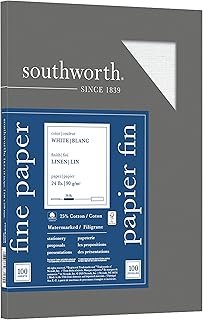 Southworth® 25% Cotton Linen Business Paper, White, Letter (8.5