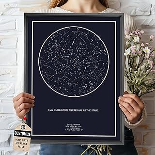 Custom Star Map Art Poster Prints, Personalized Star Map Art Prints Wall...