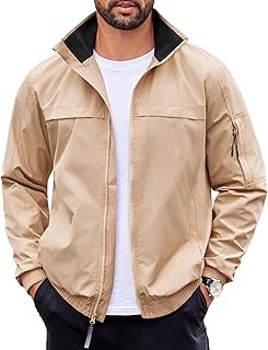 Mens Lightweight Bomber Jackets Stand Collar Windbreaker Softshell Jacke...