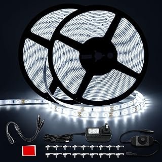 50ft Waterproof LED Strip Lights, 6000K Daylight White IP44 Tape Light, ...