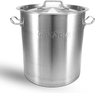 GasOne Stainless Steel Stockpot – 20qt Stock Pot with Lid and Capsule Bo...