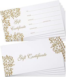 Outus 50 Pieces Blank Gift Certificates for Business Vouchers Coupon Car...