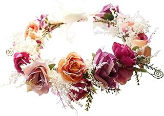 Vivivalue Rose Flower Crown Boho Flower Headband Hair Wreath Floral Head...