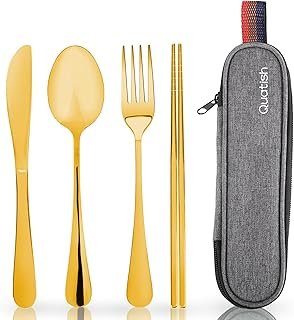 Travel Utensils with Case, Quatish Portable Silverware Set for Work, Sta...