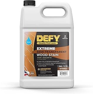 DEFY Extreme Wood Stain and Sealer in One - 1 Gallon Semi-Transparent Wa...