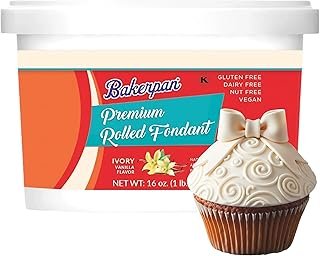 Bakerpan Premium Rolled Ivory Fondant for Cake Decorating - 1 Pound, Van...