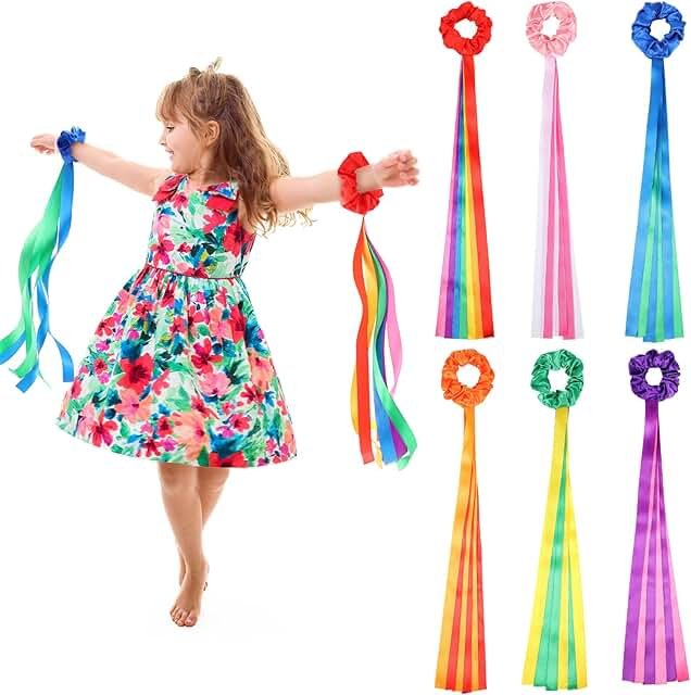 24 Pcs Rainbow Dance Ribbons Rainbow Rhythm Ribbons Wrist Streamers Hand...