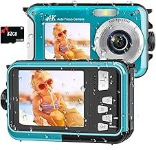 4K Underwater Camera 11FT Waterproof Camera with 32GB Card 56MP Autofocu...