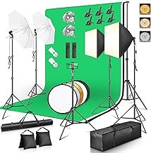 Photography Lighting Kit with 8.5x10ft Backdrops, LED Bulbs, Softboxes &...