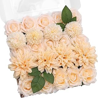 TINGE TIME Champagne Artificial Flowers, Fake Flower Leaf with Stems for...