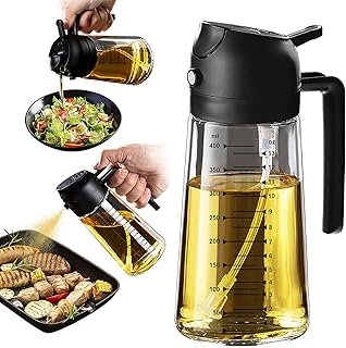 TrendPlain 16oz/470ml Glass Olive Oil Sprayer for Cooking – 2 in 1 Olive...