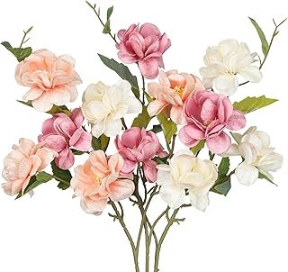 CISDUEO 3 Pcs Silk Peonies Artificial Flowers Long Stem Artificial Peoni...