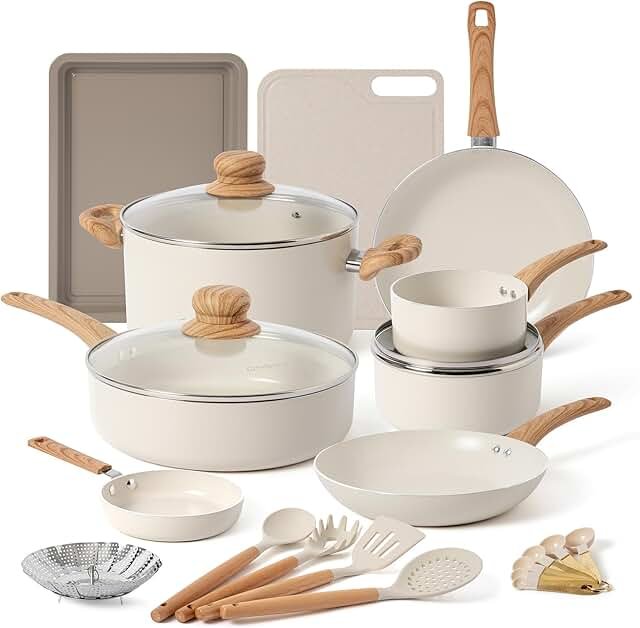 23 Pcs Pots and Pans Set Nonstick, Kitchen Cookware Sets, with Frying Pa...