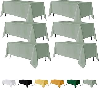 Fitable 6 Pack Sage Green Rectangle Table Clothes - 70 x 120 Inch - Wrin...