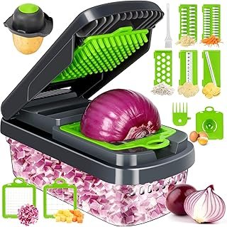 Vegetable Chopper,12-in-1 Multifunctional Food Chopper,Professional Onio...