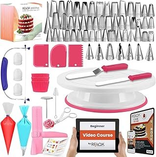 RFAQK 200PCs Cake Decorating Kit for Beginners with Turntable for Decora...
