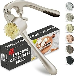 Kitessensu High Effective Garlic Press With Studs, Heavy Duty Garlic Min...