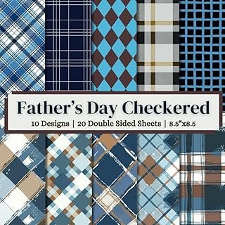 Father's Day Checkered Pattern Scrapbook Paper Craft Pad: 10 Blue & Brow...
