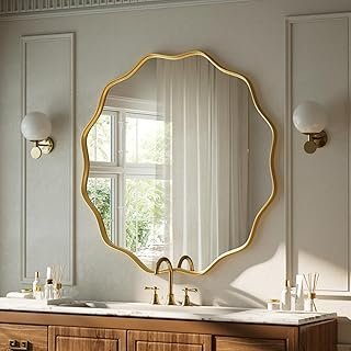 Gold Scalloped Circle Mirror, 24