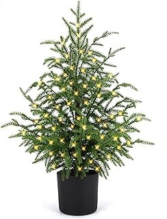 2FT Pre-Lit Artificial Norfolk Pine Christmas Tree – Tabletop Faux Tree ...