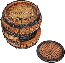 Pine Ridge Whiskey Bourbon Barrel Coaster Set - 5 Rustic Pieces for Bar ...