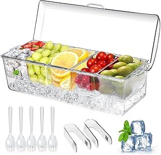 Large Ice Chilled Condiment Caddy，Chilled Condiment Containers Server wi...