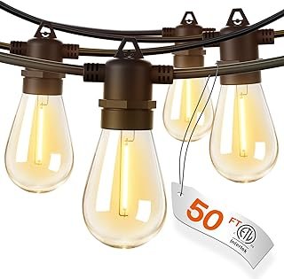 addlon 50FT LED Outdoor String Lights with Edison Shatterproof Bulbs, We...