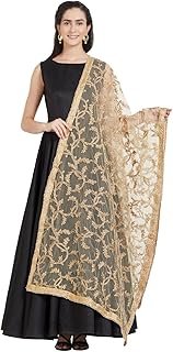 Woman's Gold Embroidered Net Dupatta