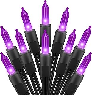 Purple Halloween Mini Lights, 50 Count 13 Feet Incandescent Bulb Mini St...