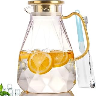 Yirilan Glass Pitcher, 2.2 Liter Water Pitcher With Lid,Iced Tea Pitcher...