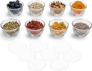 Libbey Small Glass Bowls, Glass Containers with Lids Set of 8 to Keep Le...