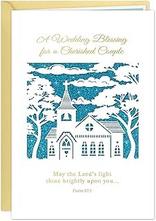 D24TIME Elegant Religious Wedding Card – Die-Cut Church & Trees Design o...
