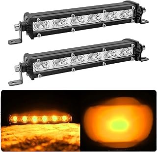 7-inch 18W Amber Yellow Single Row Off-Road Led Light Bar Pods, Work Dri...