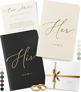ARTESORI Premium Wedding Vow Book for Her & Him, Soft Touch, Gold Foil, ...