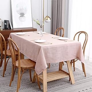 maxmill Lux Faux Linen Tablecloth with Slubby Yarn Textured Weaves Wrink...