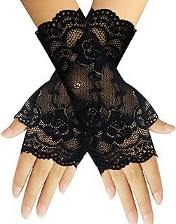 monochef Women Short Lace Gloves Sunblock Fingerless Bridal Wrist Gloves...