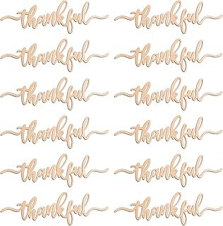 PARBEE 12PCS Thanksgiving Place Cards Thankful Wood Signs Fall Dining Ta...