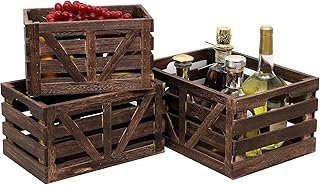 Wooden Storage Crates Nested Crates Set of 3 (Large,Medium,Small),Farmho...