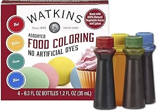 Watkins Assorted Food Coloring, 1 Each Red, Yellow, Green, Blue, Total F...