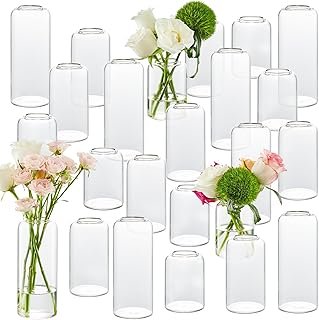 Glass Bud Vases Set of 24, Clear Flower Vase for Centerpieces, Small Vas...