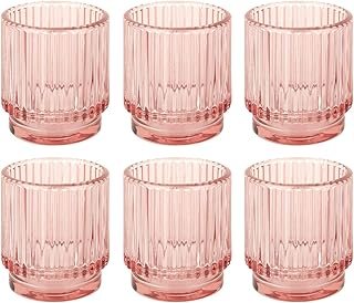 Koyal Wholesale Ribbed Glass Votive Candle Holders - Aesthetic Decor & C...