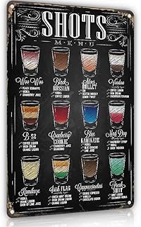 YOYI ART Bar Shots Menu Metal Sign - Vintage Sign for Home Bar, Man Cave...
