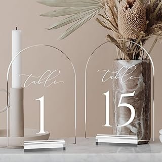 JINMURY Clear Arch Table Numbers for Wedding, 5x7 Inch Arched Acrylic Ta...